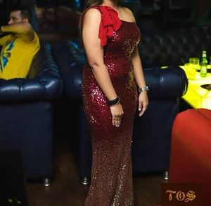 Sparkling Wine Golden Sequins One-Shoulder Dress