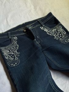 Y2k Dark wash denim capri