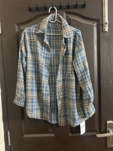 Blue Plaid Oversized Shirt