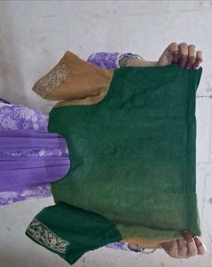 Elegant Ombre Green &amp; Gold Saree