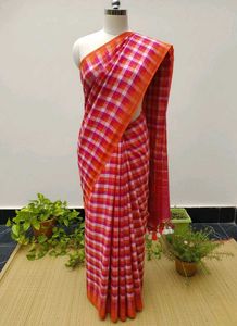 Brand New Vibrant Checkered Saree with Tassels
