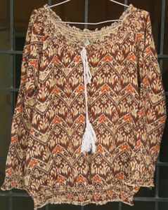 Boho Print Off-Shoulder Top