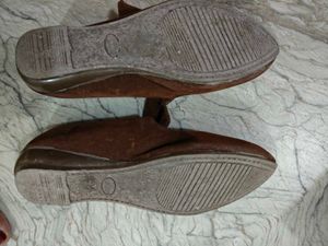Brown Suede Ballet Flats with Bow Detail