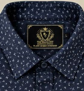 Men's Printed Navy Blue Shirt