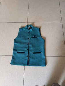 Teal Nehru Jacket with Black Trim