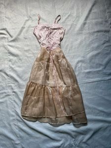 Corset Pink Tiered Midi Dress