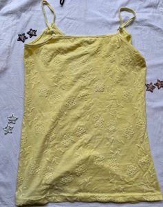 Yellow Floral Embroidered Cami Top