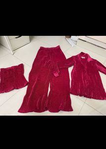 Chic Velvet Pleated Co-ord Set