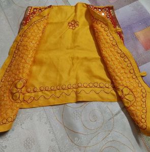 Embroidered Yellow Ethnic Waistcoat