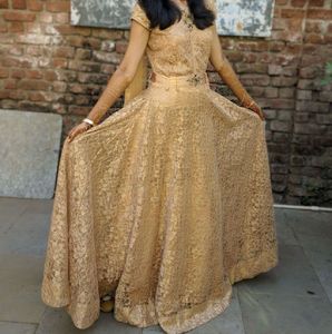 Elegant Gold Lace Lehenga Choli