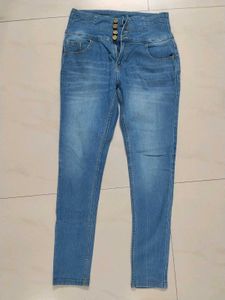 High-Waisted Blue Denim Jeans