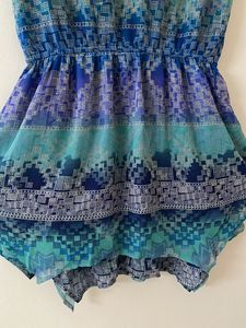 Blue &amp; Teal Geometric Print Dress