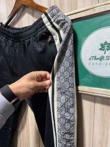 GUCCI GG Monogram Snake Print Black Jogger