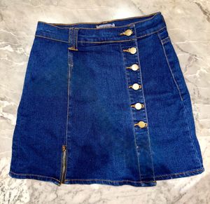 Blue Denim A-Line Mini Skort