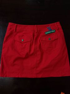 Red Mini Skirt with 'P' Emblem