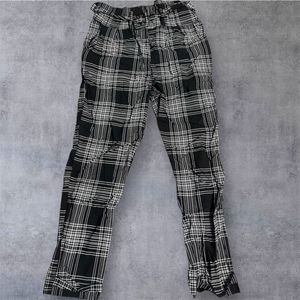 Plaid black and white checkered Trousers