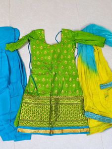 Vibrant Green Embroidered Kurta Set with Dupatta