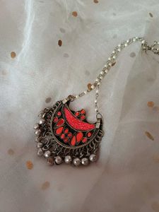 Real afghan pendant with pearl String Maangtika