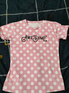 Pink Polka Dot "Awesome" T-Shirt