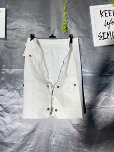 Stylish White Cargo Skirt