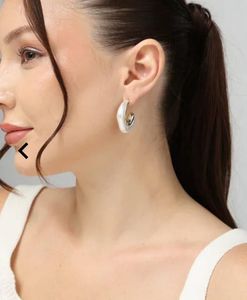 Chic White & Gold Hoop Earrings
