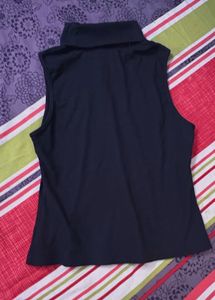 Sleek Black Mock Neck Tank Top