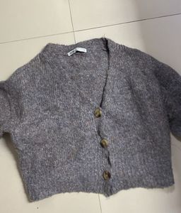 Gray Knit Cardigan