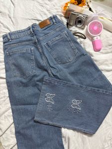 Cute Butterfly Embroidered Jeans