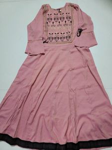 Pink Anarkali Kurta With Bell Sleeves