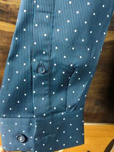 Men's Blue Polka Dot Full Sleeve Shirt