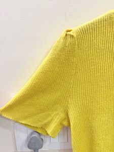 Bright Yellow Ribbed Short Sleeve Top