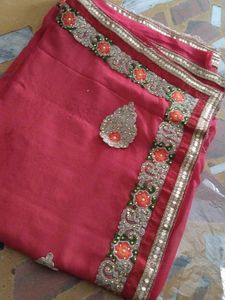 Beautiful Embroidered Pink Saree