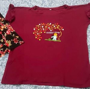 Floral Skirt and T-shirt Set