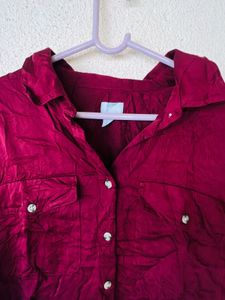Maroon Button-Down Shirt