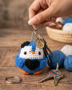 Cute Crochet Penguin Keychain