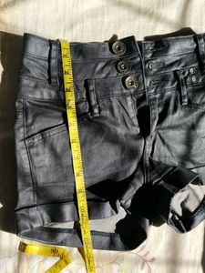 Black Denim Cuff Shorts