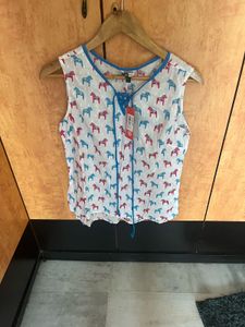 New bronz Sleeveless Horse Print Top