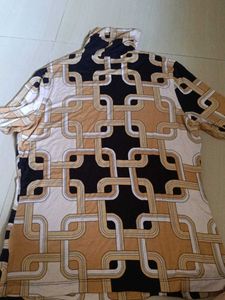 Retro Geometric Print Turtleneck Top