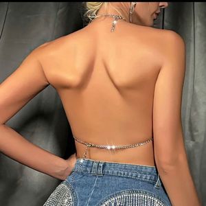 Black embellished chain bralette top