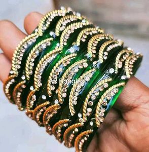 Green Beaded Bangles Set