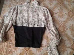 Floral Shirt with Black Corset Top