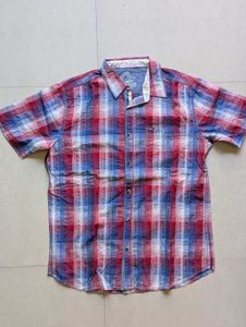 Ray - Men's Red &amp; Blue Plaid Short Sleeve Shirt