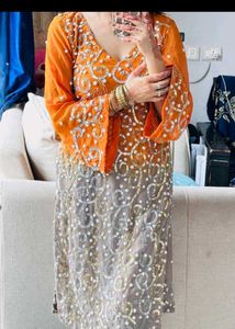Y2K vintage Stunning Embellished Orange Kurta