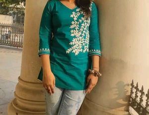 Teal Embroidered Kurta