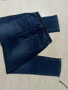 Blue Denim Jeans with Elastic Waistband