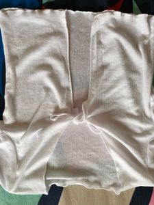 Sheer White and black Tie-Front Cardigan
