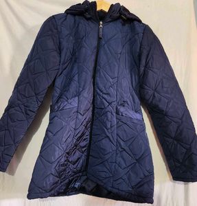 Quilted Navy Hooded Jacket