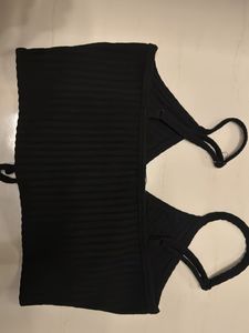 Black Ribbed Bikini Top