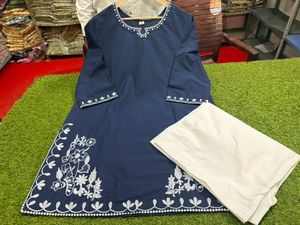 Elegant Navy Co-ord Set White Palazzo