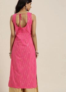 Pink Kurta with Golden Foil Print